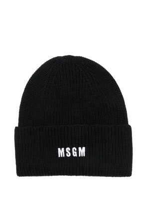 MSGM logo-embroidered beanie hat - Black