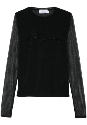 Blumarine rhinestone-logo T-shirt - Black