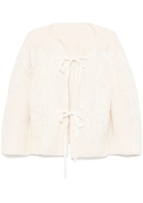 MAURIZIO MYKONOS floral lace-appliqué cardigan - Neutrals