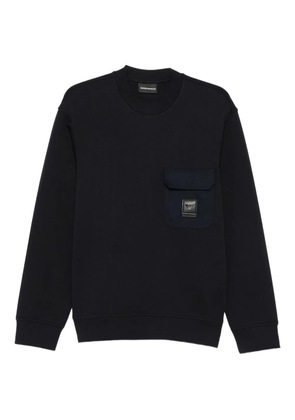 Emporio Armani patch-pocket crew-neck sweater - Blue