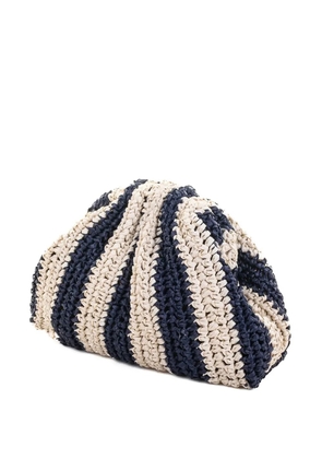Maria La Rosa striped-pattern crochet clutch bag - Blue