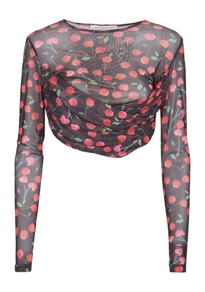 MAR DE MARGARITAS cherry-print mesh t-shirt - Black