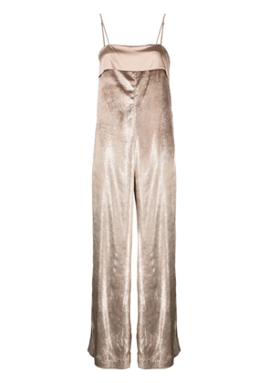 Peserico sleeveless crushed-velvet jumpsuit - Brown