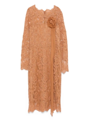 Ermanno Scervino floral-lace midi dress - Brown