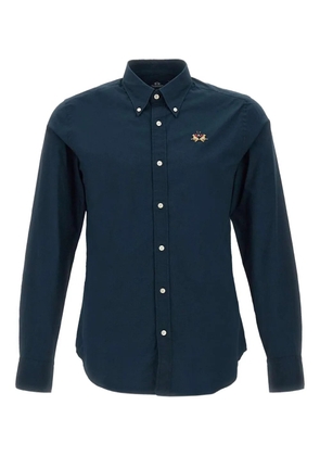 La Martina embroidered buttoned-cuff shirt - Blue