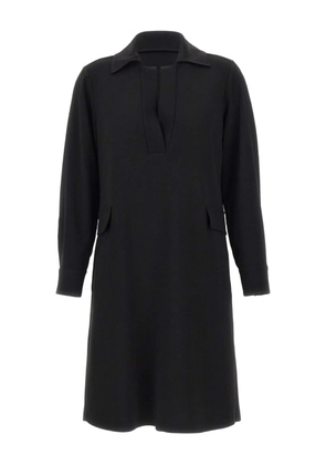 ELENA MIRO` polo-collar long-sleeves midi dress - Black