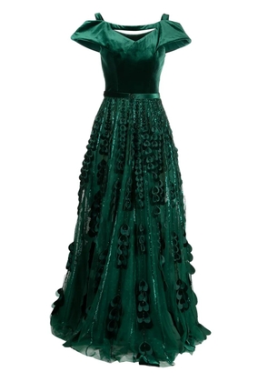 Saiid Kobeisy heart-appliqué beaded tulle dress - Green