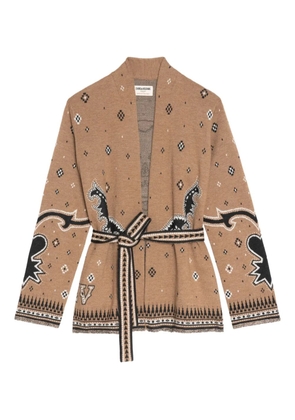 Zadig&Voltaire skull-detail belted cardigan - Brown