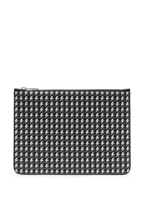 Neil Barrett Thunderbolt-pattern leather clutch bag - Black