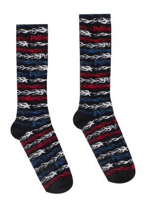 Palm Angels jacquard flames socks - Black