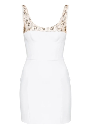 Elisabetta Franchi beaded crepe mini dress - White