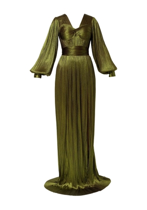 Iris Serban pleated long-sleeve dress - Green