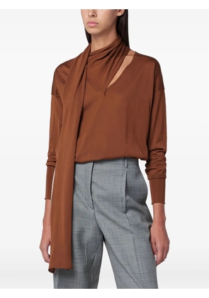Roberto Collina scarf-detail V-neck blouse - Brown
