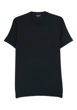 Giorgio Armani logo-embroidered T-shirt - Blue