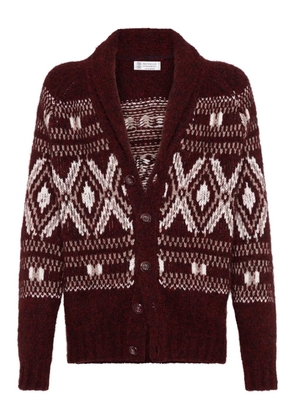 Brunello Cucinelli patterned shawl-collar cardigan - Red