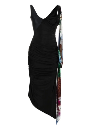 Marine Serre asymmetric draped dress - Black