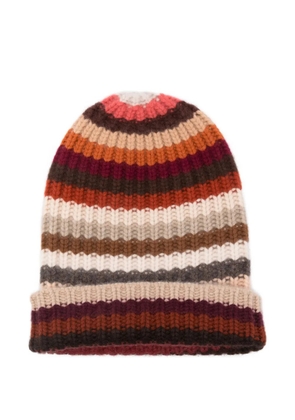 HURRAY striped cashmere beanie hat - Brown