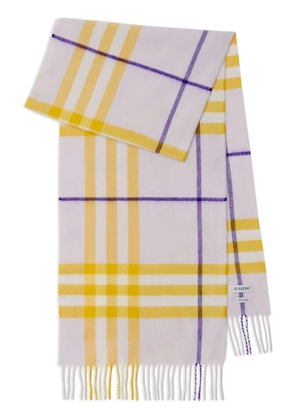 Burberry checked fringed-edge cashmere scarf - Purple