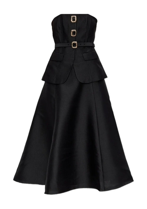 Self-Portrait belted buckle-detail dress - Black