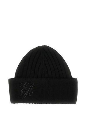 Emporio Armani logo-embroidered beanie hat - Black