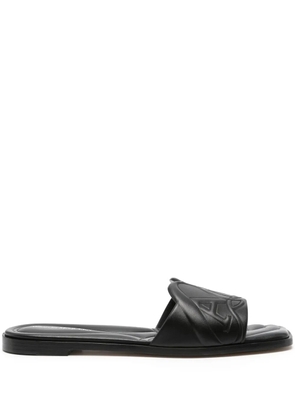 Alexander McQueen logo-embossed leather sandals - Black