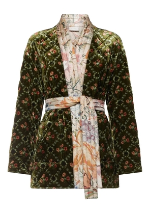 Pierre-Louis Mascia quilted floral velvet coat - Green