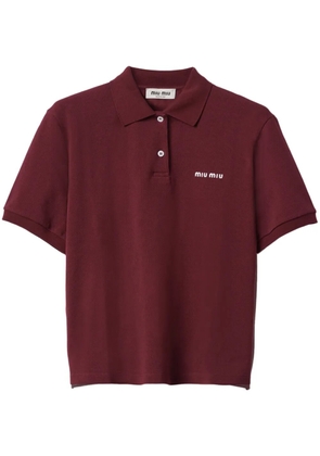 Miu Miu logo-embroidered cotton polo shirt