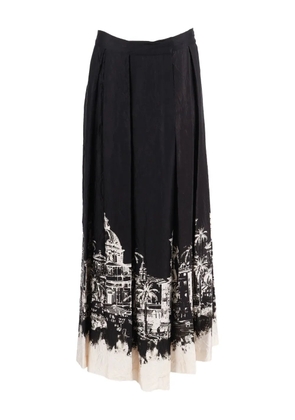 Shirtaporter printed pleated maxi skirt - Black