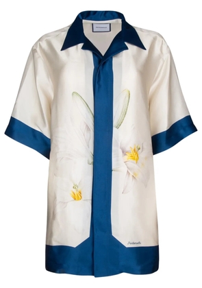 PANTAMOLLE floral-print silk shirt - White