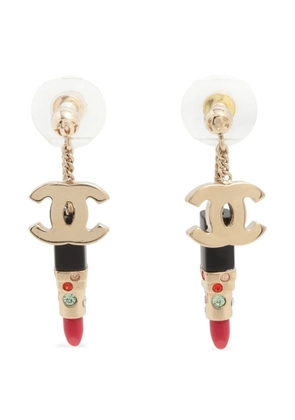 CHANEL Pre-Owned 2004 CC mark lipstick earrings - Gold