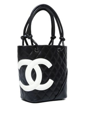 CHANEL Pre-Owned 2003-2004 Cambon quilted-logo tote bag - Black