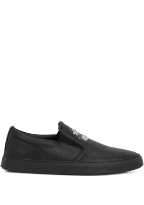 Philipp Plein embossed-leather slip-on sneakers - Black