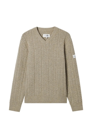 MM6 Maison Margiela V-neck cable-knit sweater - Neutrals