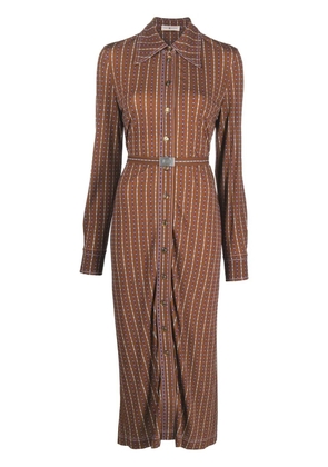 Tory Burch Dotted Windowpane knit polo dress - Brown