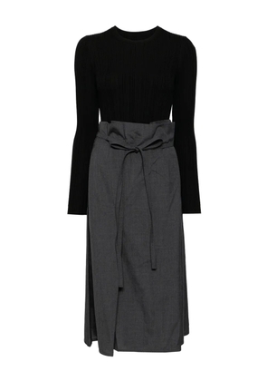 LESS patchwork long sleeved dress - Black