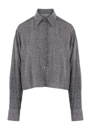 Ermanno Scervino herringbone crystal-embellished shirt - Grey