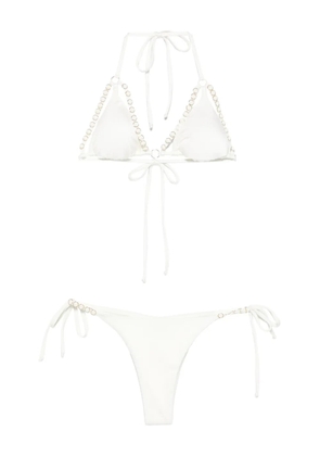 Mazzei ring-embellished triangle bikini - White