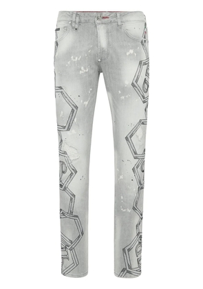 Philipp Plein crystal-embellished jeans - Grey