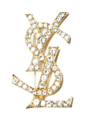 Saint Laurent Pre-Owned 1980-2000s Cassandre rhinestone brooch - Gold