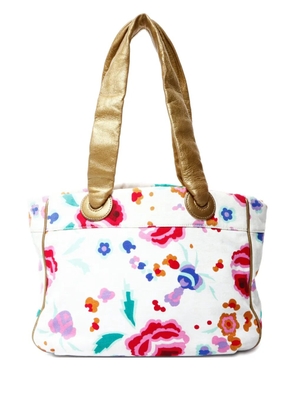 CHANEL Pre-Owned 2004-2005 flower canvas tote bag - White