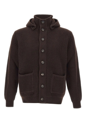 Filippo De Laurentiis hooded ribbed cardigan - Brown