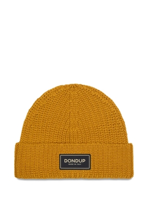 DONDUP ribbed logo-plaque beanie hat - Yellow