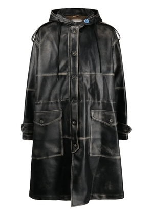 Maison MIHARA YASUHIRO faux-leather single-breasted coat - Brown
