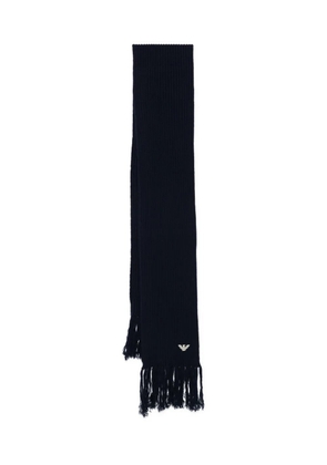 Emporio Armani ribbed-knit fringed scarf - Blue