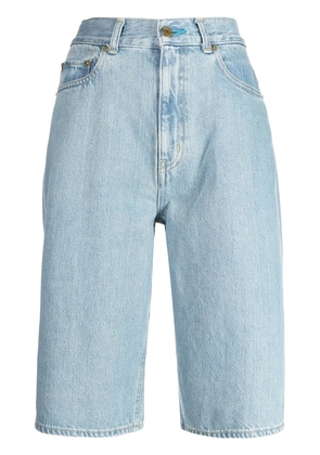 Tu es mon Tresor The Turquoise high-rise denim Bermuda shorts - Blue