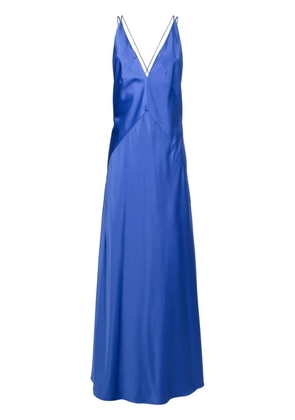 Lethicia Bronstein satin-finish V-neck gown - Blue