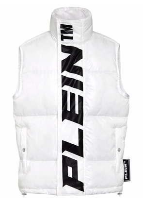 Philipp Plein padded high-neck logo gilet - White
