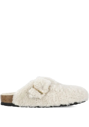 Birkenstock buckled shearling mules - Neutrals