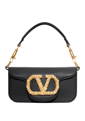 Valentino Garavani VLogo embellished clasp leather shoulder bag - Black