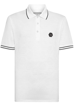 Philipp Plein logo-appliqué cotton polo shirt - White